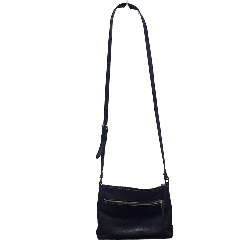 Fossil Fiona Black Pebbled Leather Crossbody/Shoulder Bag Adj Strap Zip + Pocket